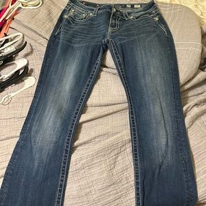 Miss Me Blue Boot Cut Jeans with Classic Fading